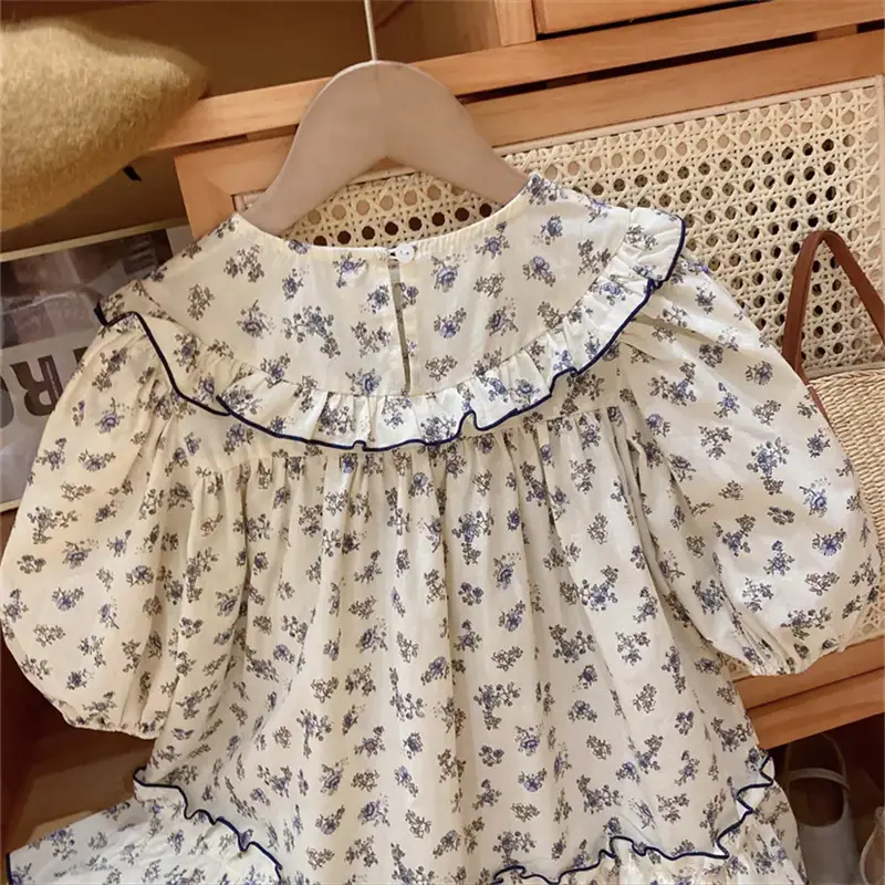 Girls Floral Long Sleeve Dress Korean Style 2024 Spring Fall - Image 5