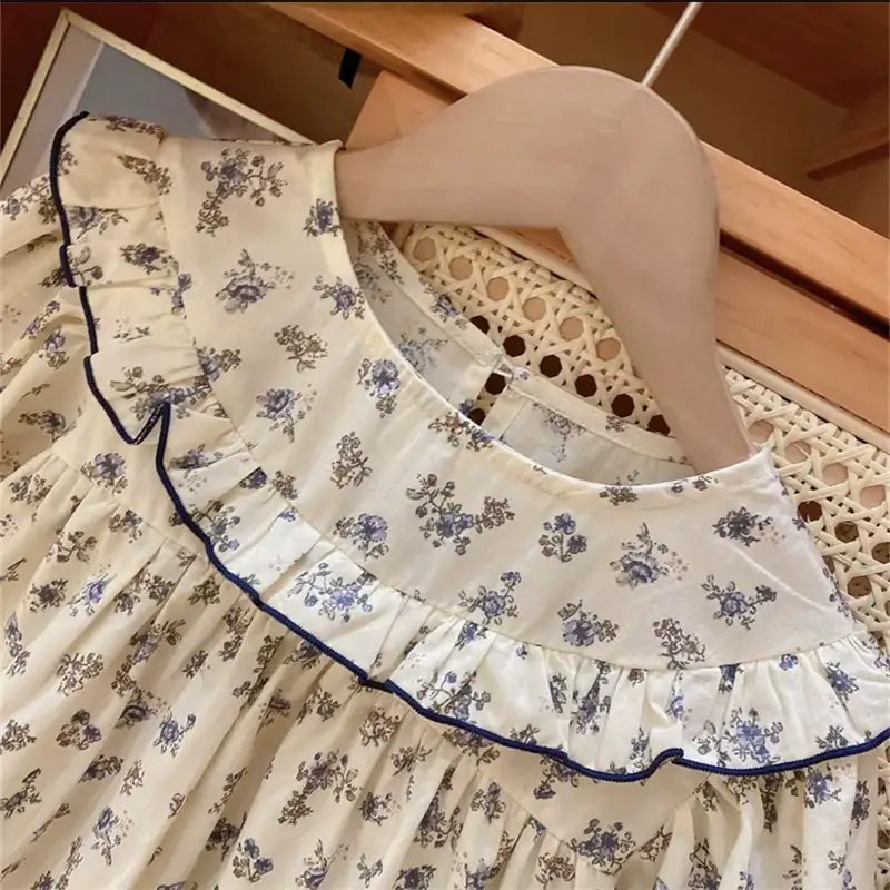 Girls Floral Long Sleeve Dress Korean Style 2024 Spring Fall — feature 10
