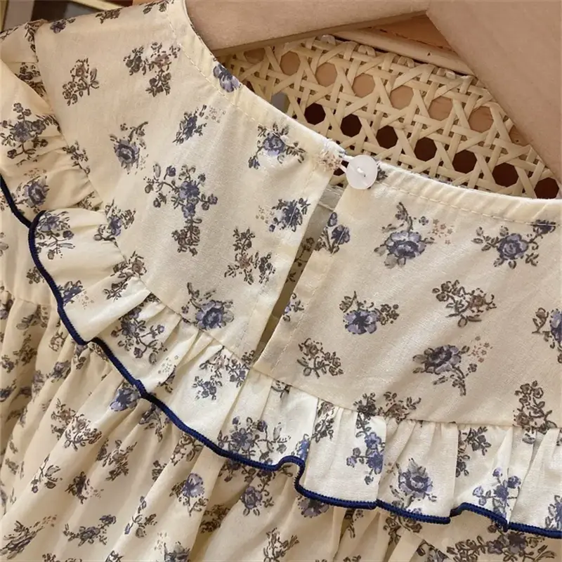 Girls Floral Long Sleeve Dress Korean Style 2024 Spring Fall — feature 7