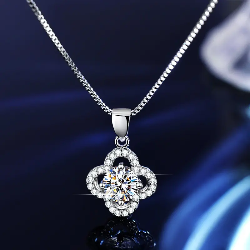 4-Leg Clover 3-Piece Sterling Silver Set with Moissanite Accents - Image 2