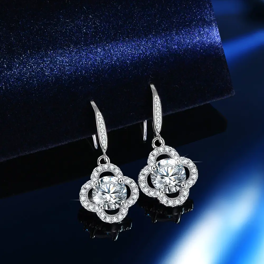 4-Leg Clover 3-Piece Sterling Silver Set with Moissanite Accents - Image 3
