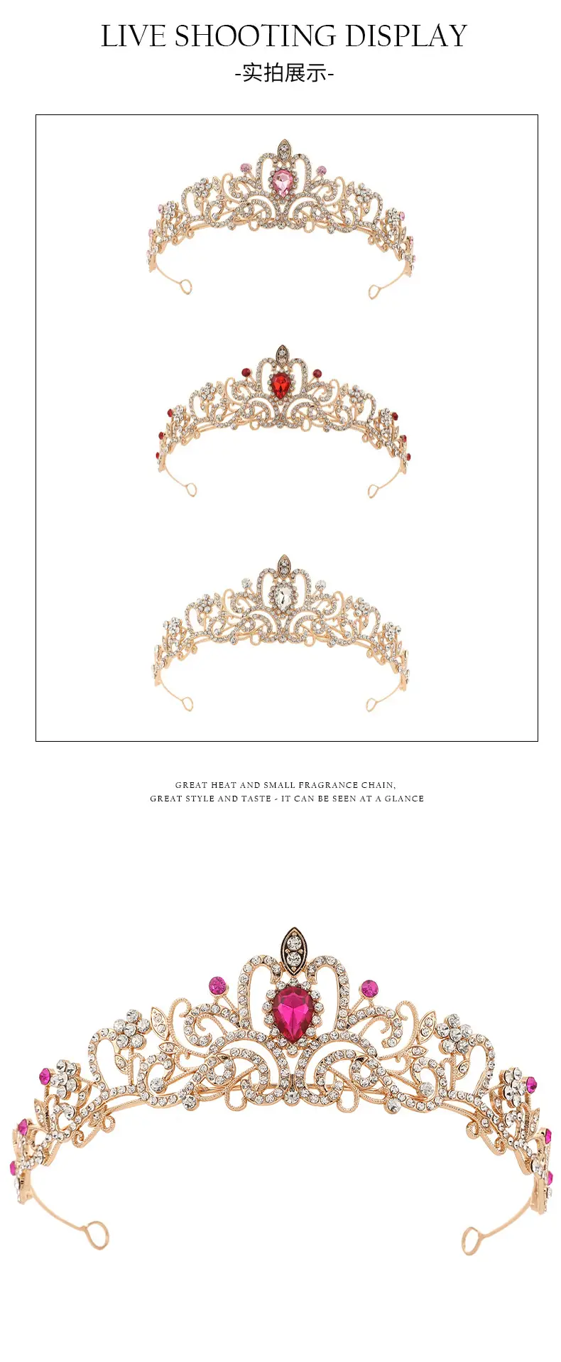 Golden Crystal Crown for Bride & Child 15.3cm — feature 10