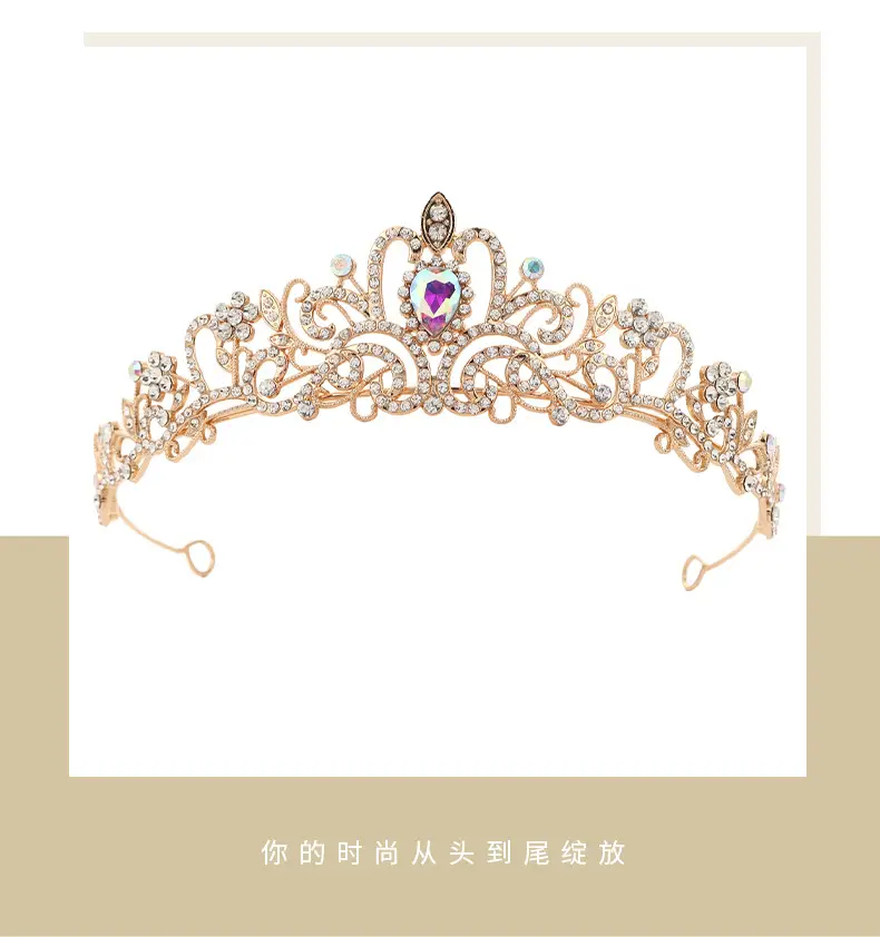 Golden Crystal Crown for Bride & Child 15.3cm — feature 7