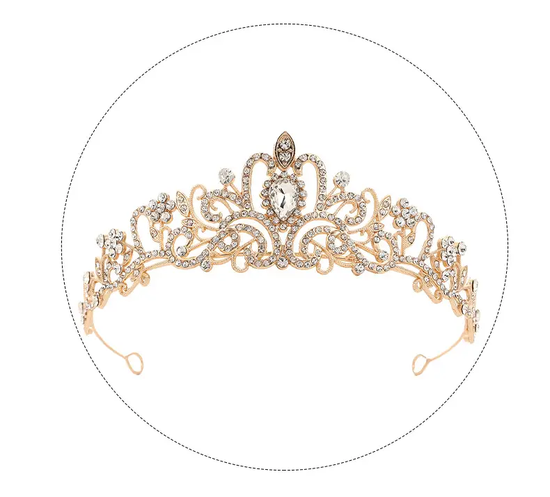 Golden Crystal Crown for Bride & Child 15.3cm — feature 9
