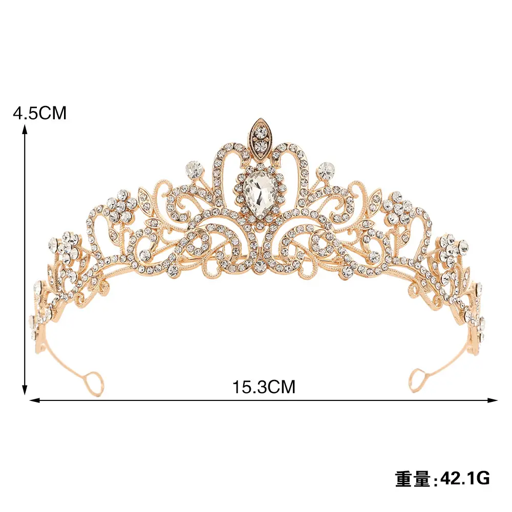 Golden Crystal Crown for Bride & Child 15.3cm - Image 2