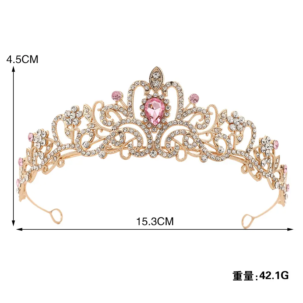 Golden Crystal Crown for Bride & Child 15.3cm - Image 3