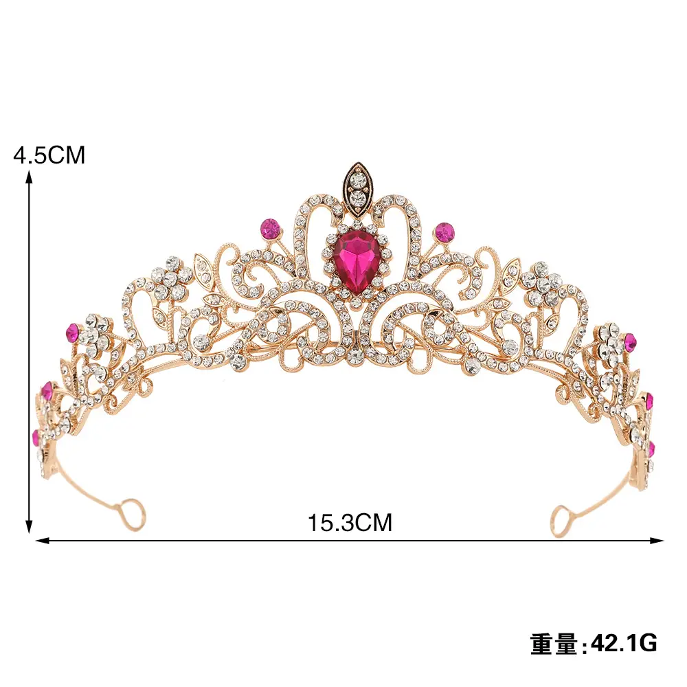 Golden Crystal Crown for Bride & Child 15.3cm - Image 4