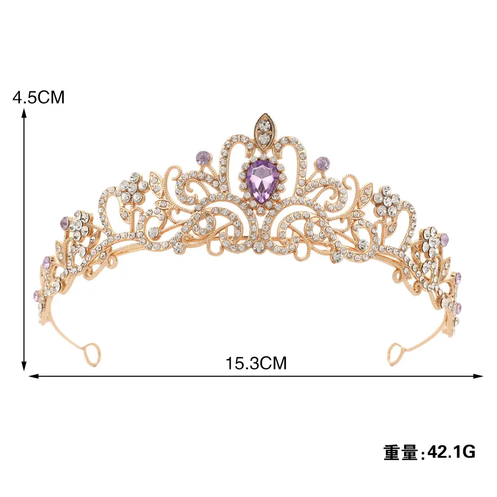Golden Crystal Crown for Bride & Child 15.3cm - Image 5