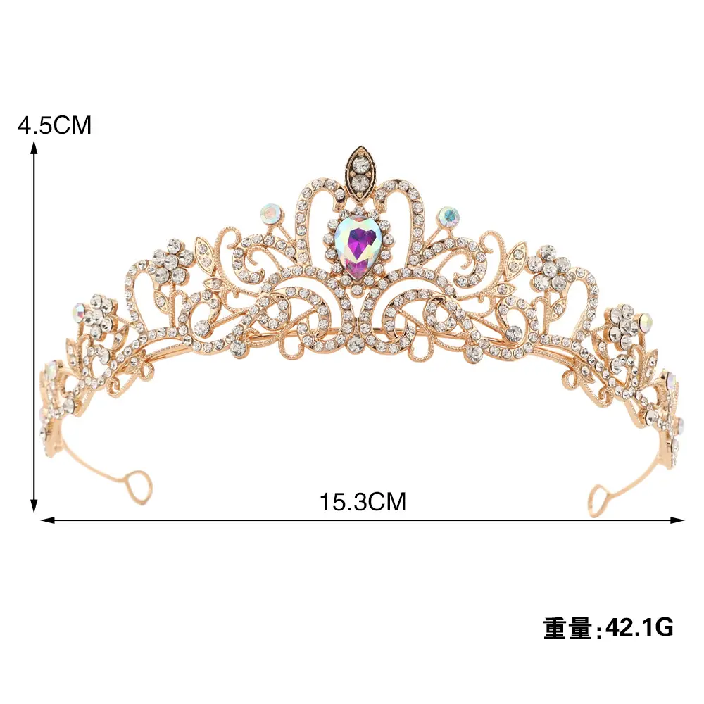 Golden Crystal Crown for Bride & Child 15.3cm - Image 6
