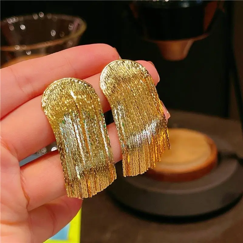 European American Retro Cold Arc Tassel Earrings High Sterling Silver - Image 3
