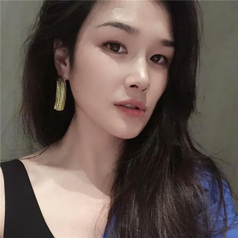 European American Retro Cold Arc Tassel Earrings High Sterling Silver - Image 5