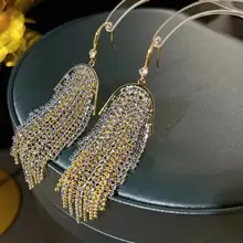 European American Retro Cold Arc Tassel Earrings High Sterling Silver — feature 15