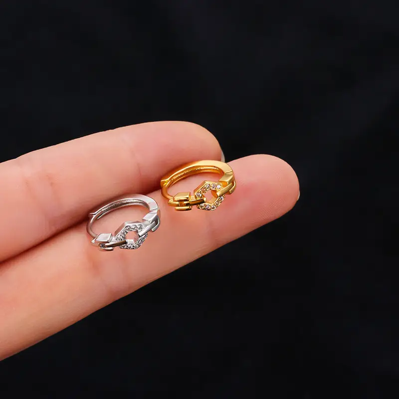 Flower Leaf Cross Zircon Earrings Gold Silver - Image 2