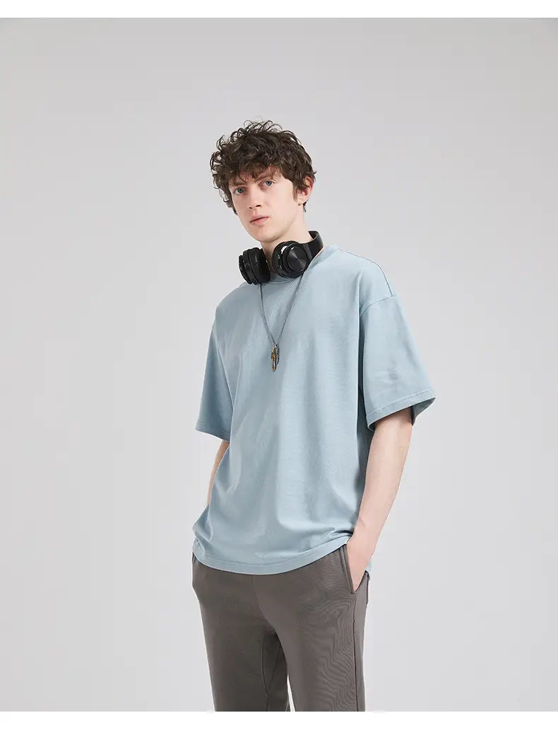 Men Pure Cotton Short Sleeve T-Shirt Solid Beige — feature 32