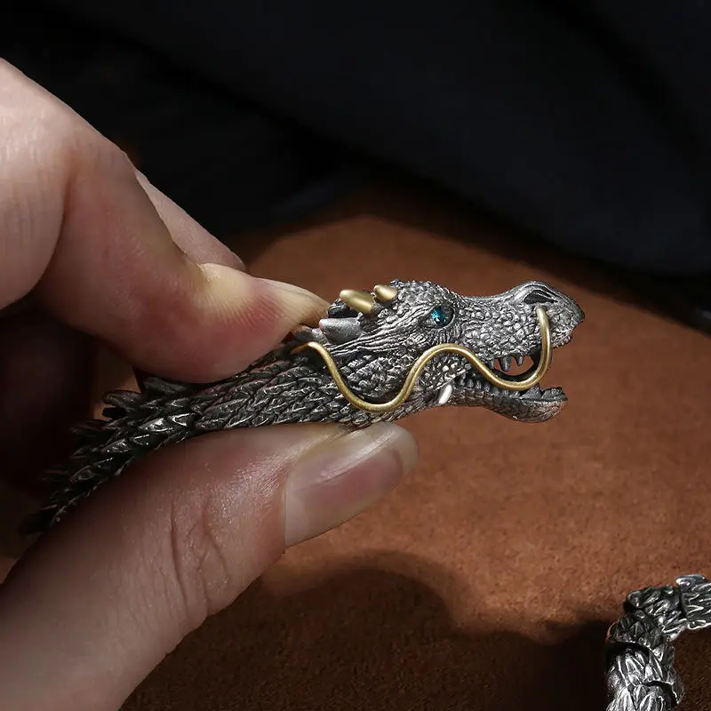 Thai Silver Dragon Bracelet High Jewelry Wholesale - Image 3