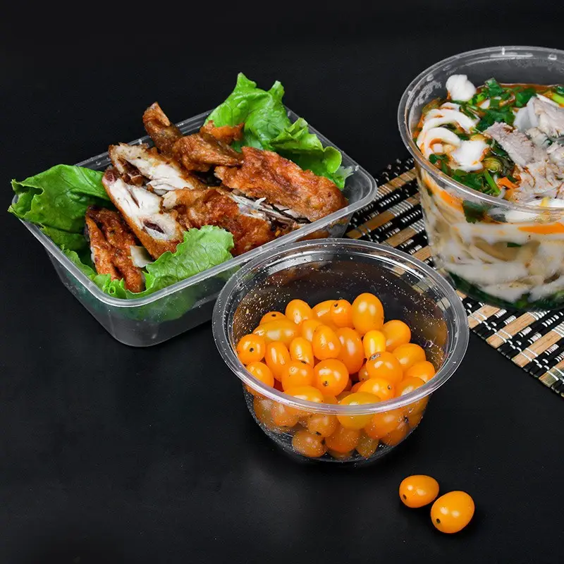 Transparent Rectangular Meal Box 650ml Thickened Plastic