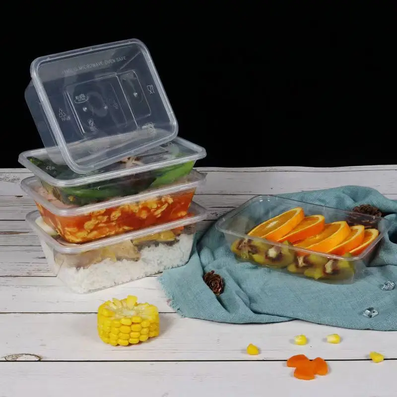Transparent Rectangular Meal Box 650ml Thickened Plastic