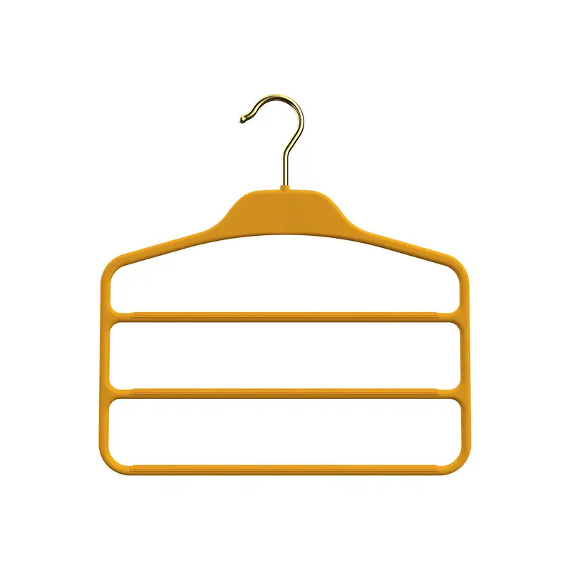 Non-Slip Three-Layer Pants Rack Gold Multi Functional Wardrobe Storage - Image 9