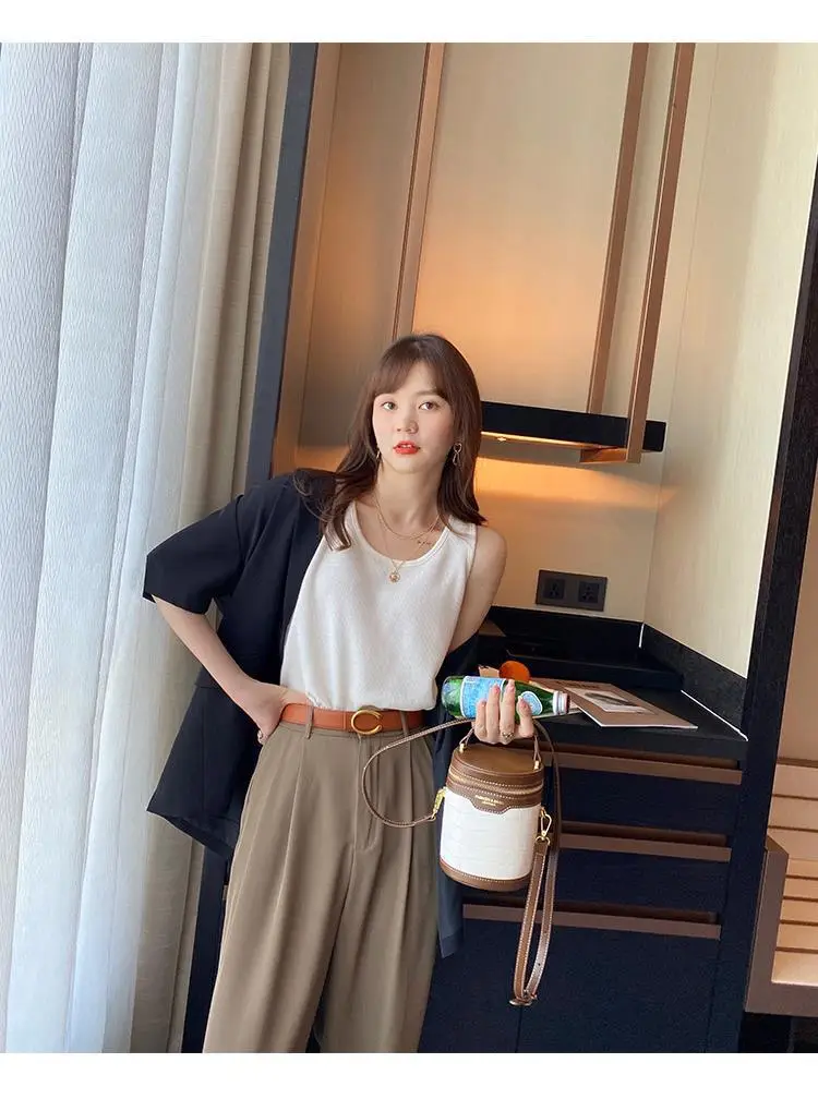 Women White Cotton One-Line Collar Top Summer Wear — feature 15