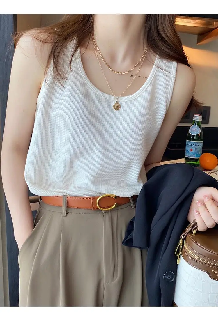 Women White Cotton One-Line Collar Top Summer Wear — feature 16