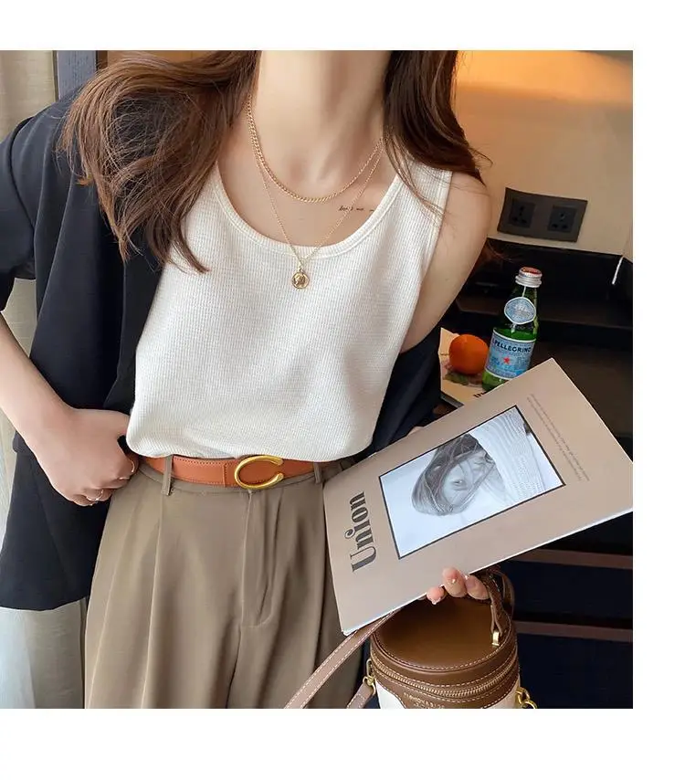 Women White Cotton One-Line Collar Top Summer Wear — feature 17