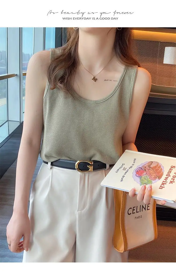 Women White Cotton One-Line Collar Top Summer Wear — feature 25