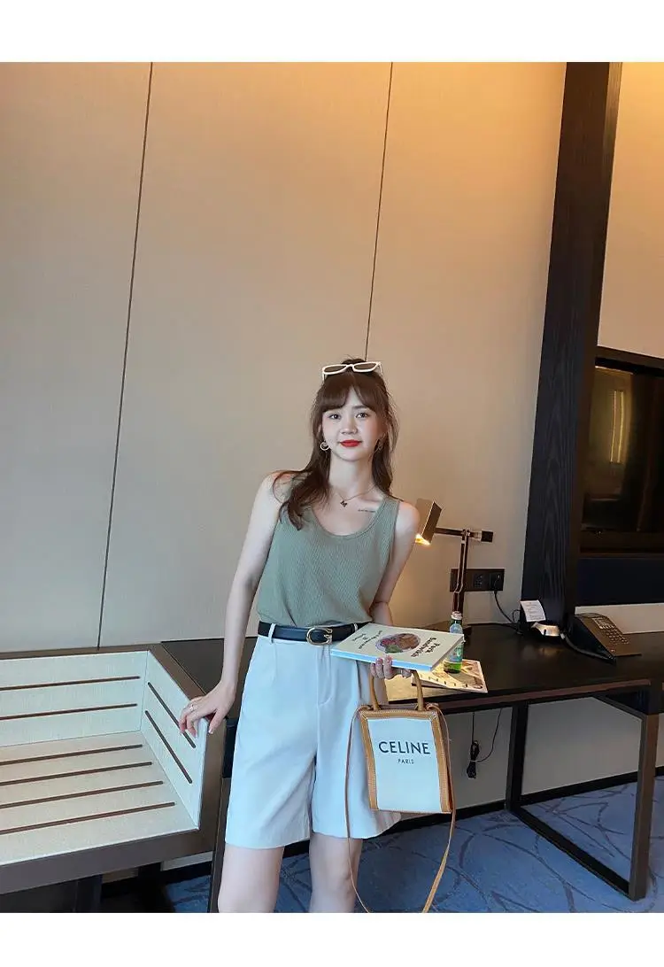 Women White Cotton One-Line Collar Top Summer Wear — feature 26