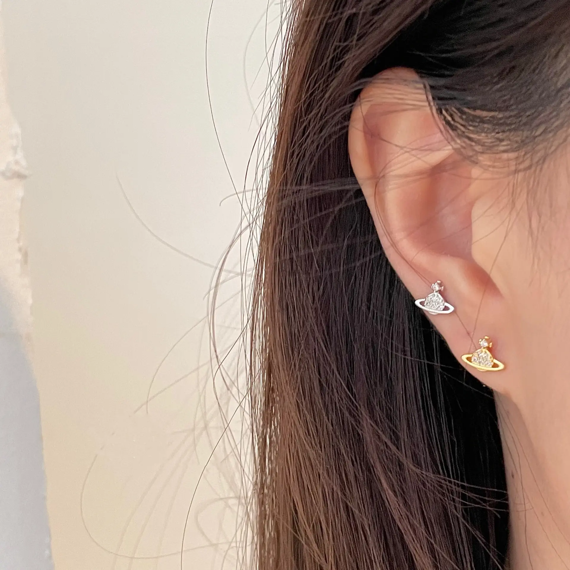 925 Silver Planet Gold Earrings for Everyday Wear - Image 4