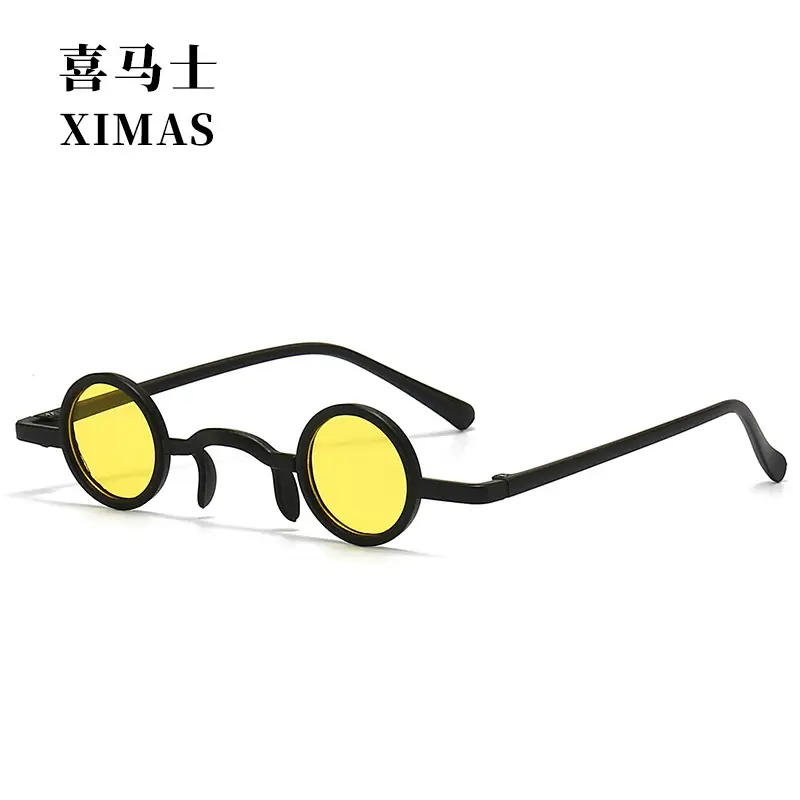 Retro Steampunk Sunglasses Blue Round Frame Small - Image 3