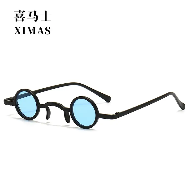 Retro Steampunk Sunglasses Blue Round Frame Small - Image 4