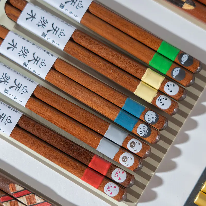 Exquisite Wooden Chopsticks Set 5 Pairs for Home & Cooking - Image 21