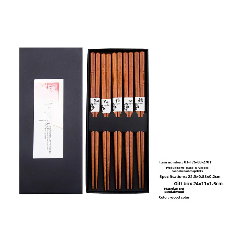 Exquisite Wooden Chopsticks Set 5 Pairs for Home & Cooking - Image 12