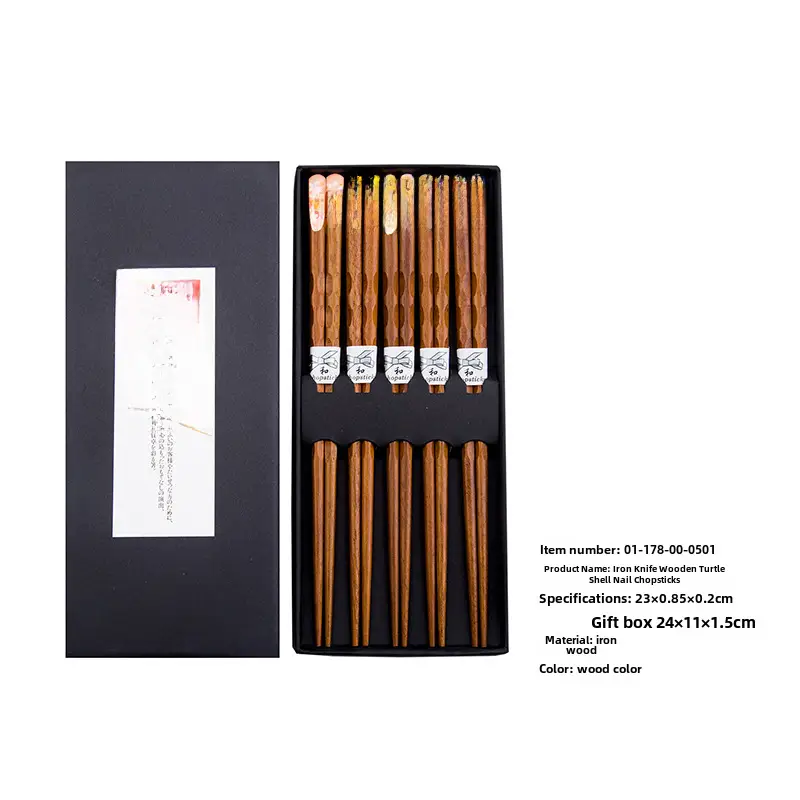 Exquisite Wooden Chopsticks Set 5 Pairs for Home & Cooking - Image 14