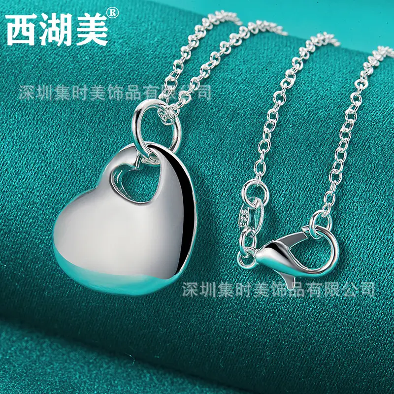 Silver Heart Pendant Necklace for Women - Image 5