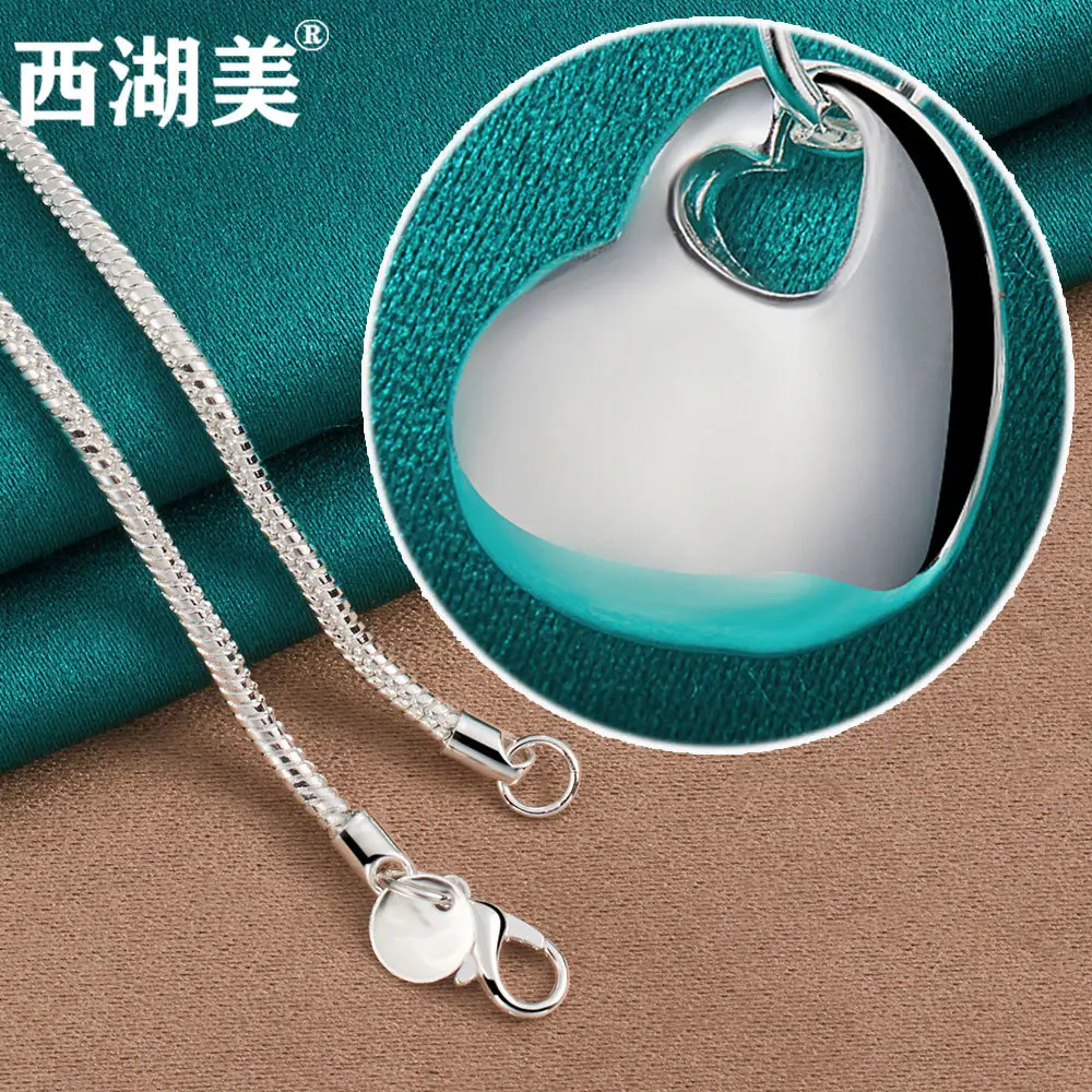 Silver Heart Pendant Necklace for Women - Image 2
