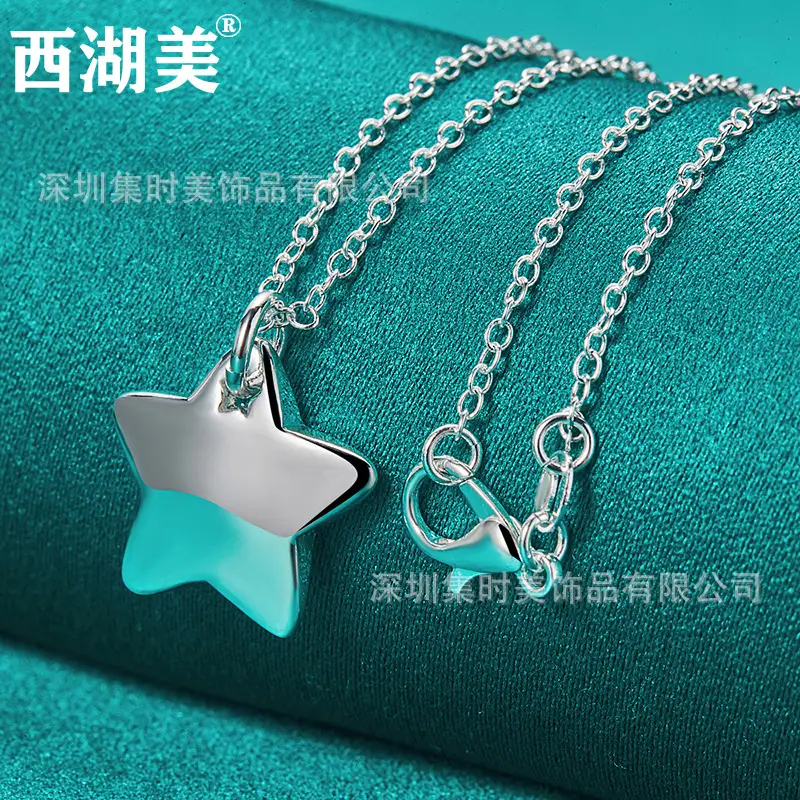 Women's Star Pendant Necklace with Silver Chain