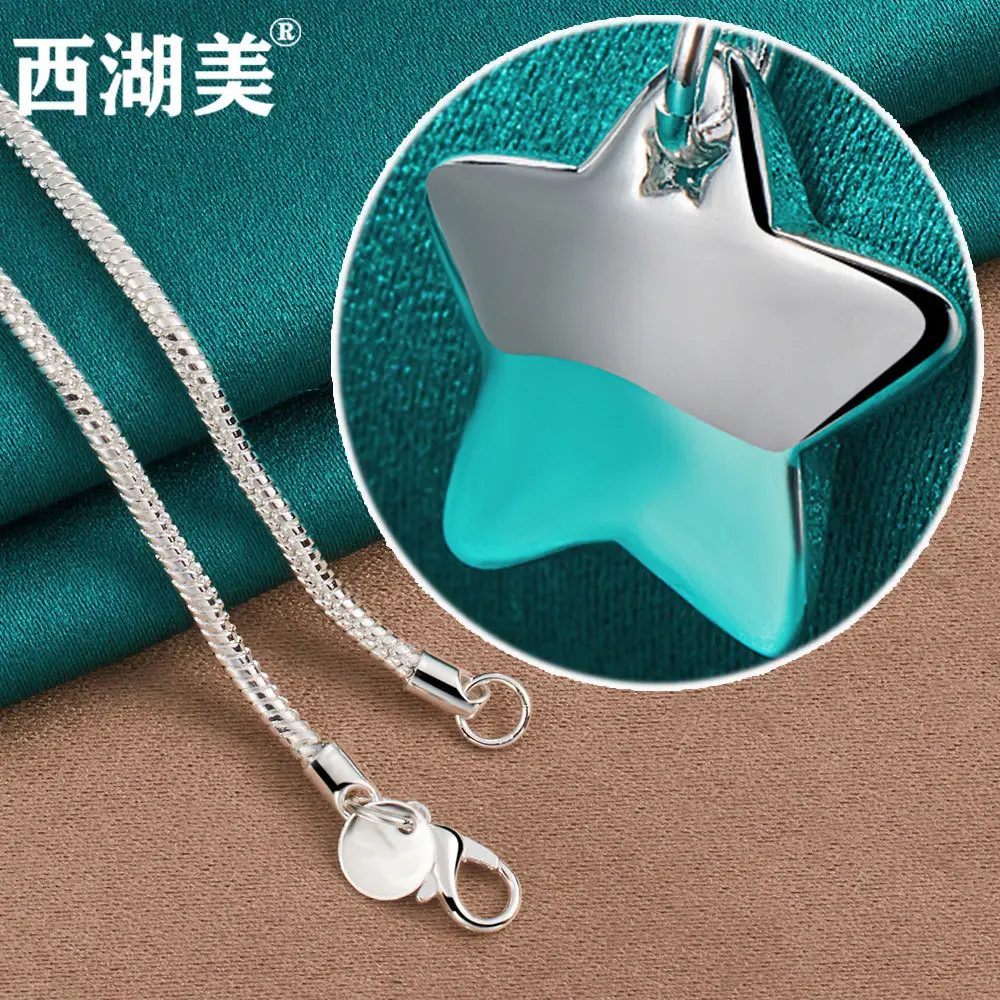 Women's Star Pendant Necklace with Silver Chain