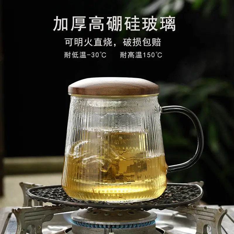 Heat Resistant Glass Tea Cup with Lid for Home Office - Image 9