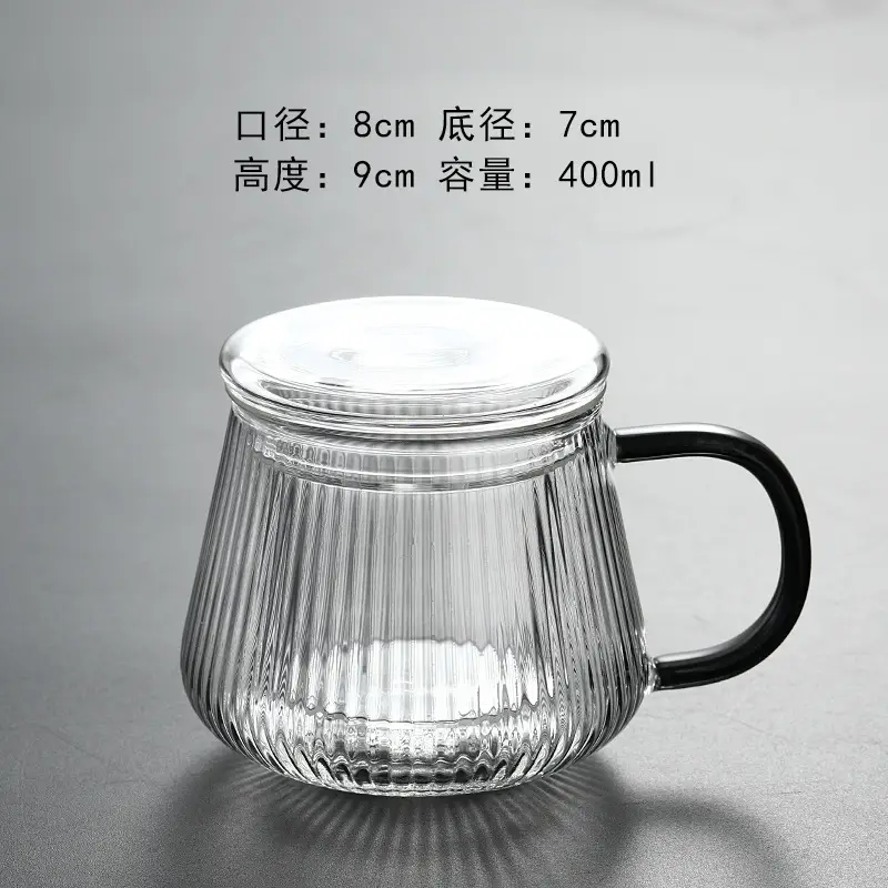 Heat Resistant Glass Tea Cup with Lid for Home Office - Image 3