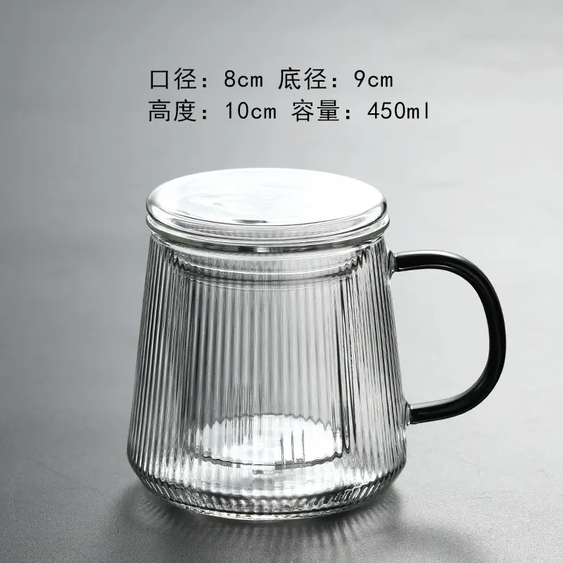 Heat Resistant Glass Tea Cup with Lid for Home Office - Image 4