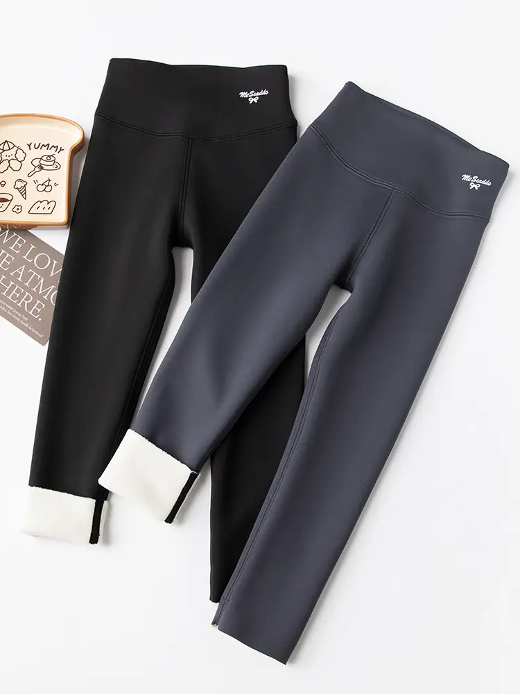 Girls Fleece Lined Leggings Black Warm Pants - Image 6