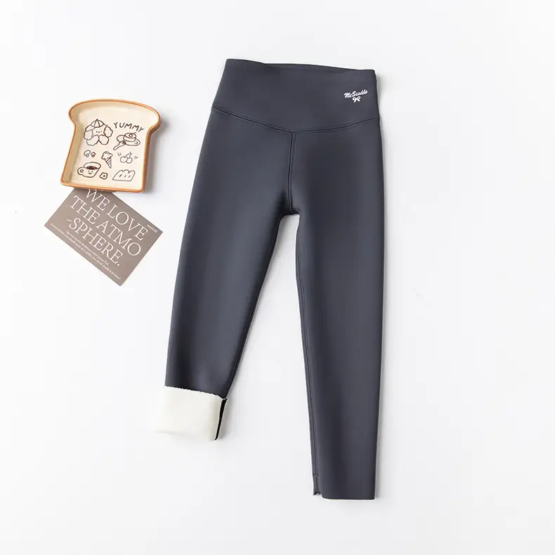 Girls Fleece Lined Leggings Black Warm Pants - Image 2