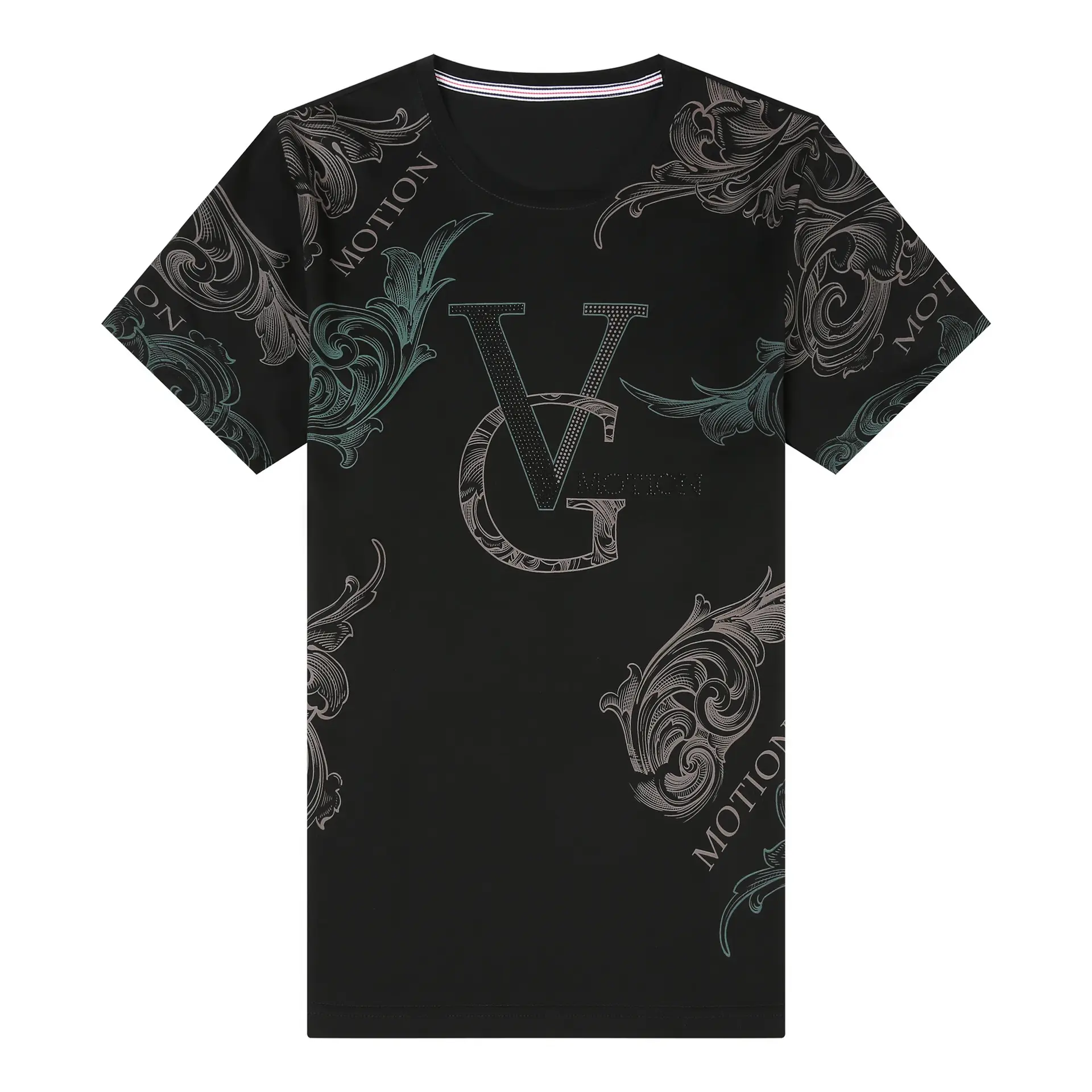 Men Printed V Motion Black T-Shirt 2021 - Image 8