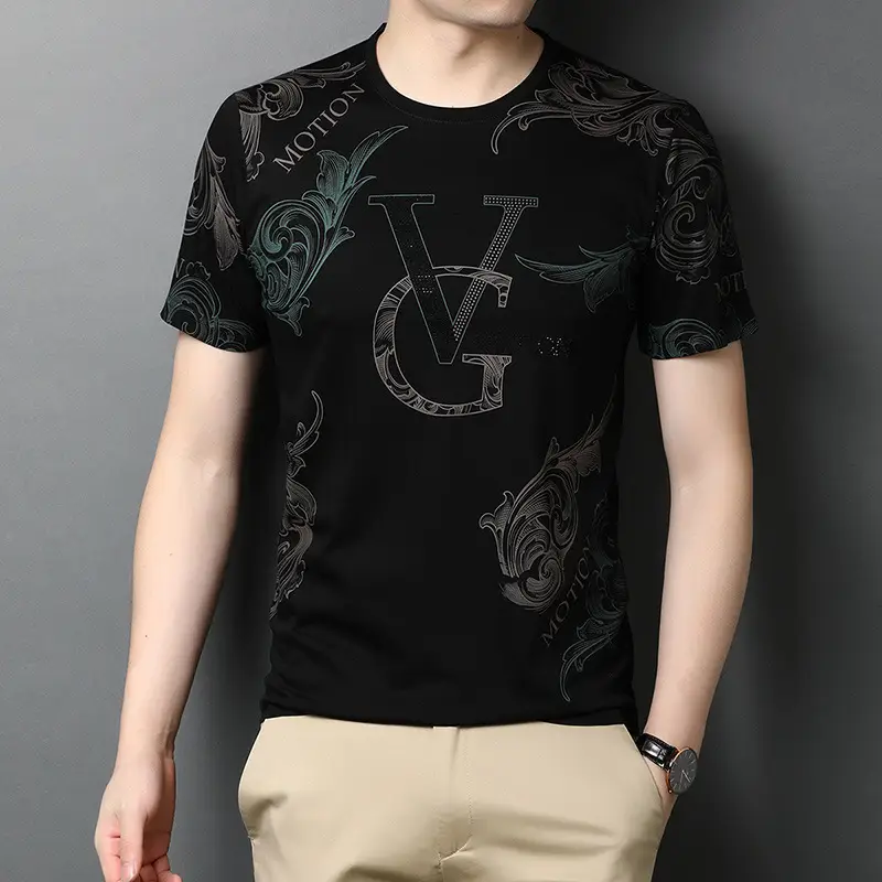Men Printed V Motion Black T-Shirt 2021 - Image 2