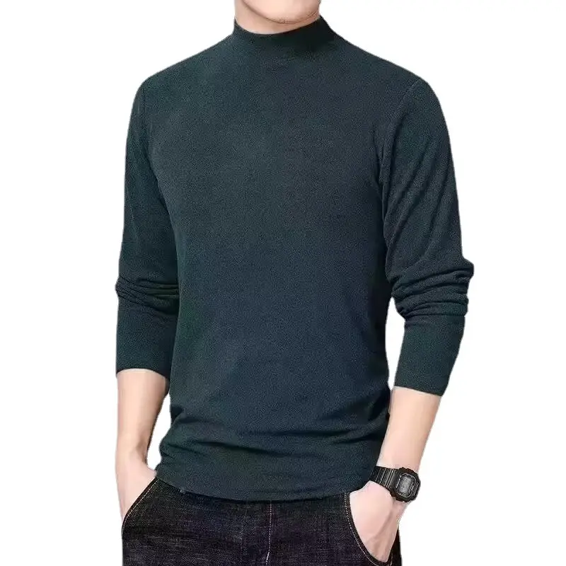 Men's Fleece Lined Half-Collar Sweatshirt Brown Long Sleeve - Image 6