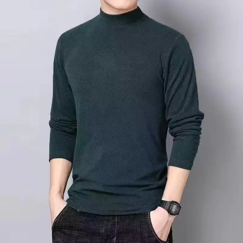 Men's Fleece Lined Half-Collar Sweatshirt Brown Long Sleeve - Image 5