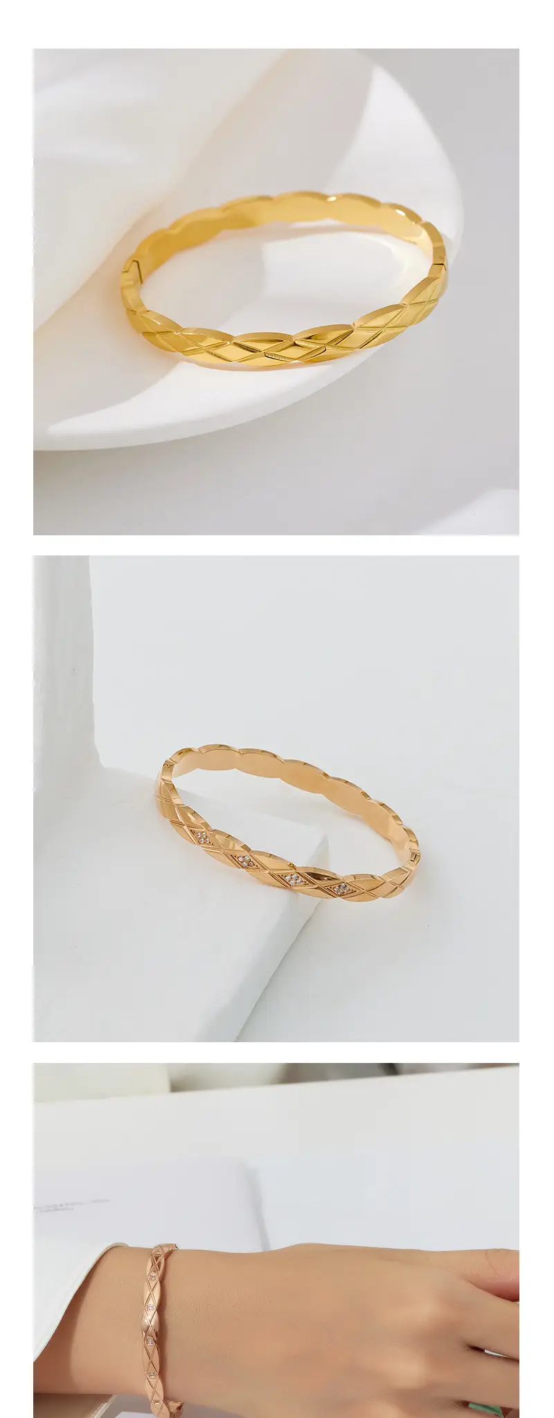 Gold Rhombus Diamond Women's Bracelet — feature 6