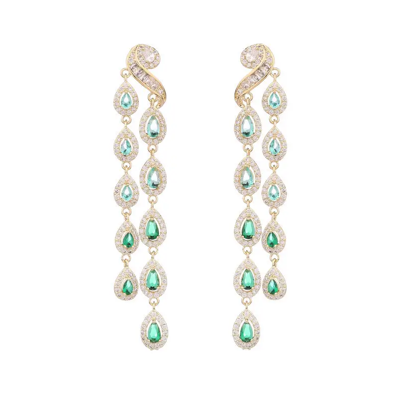 Long Diamond Tassel Earrings S925 Silver Needle Design