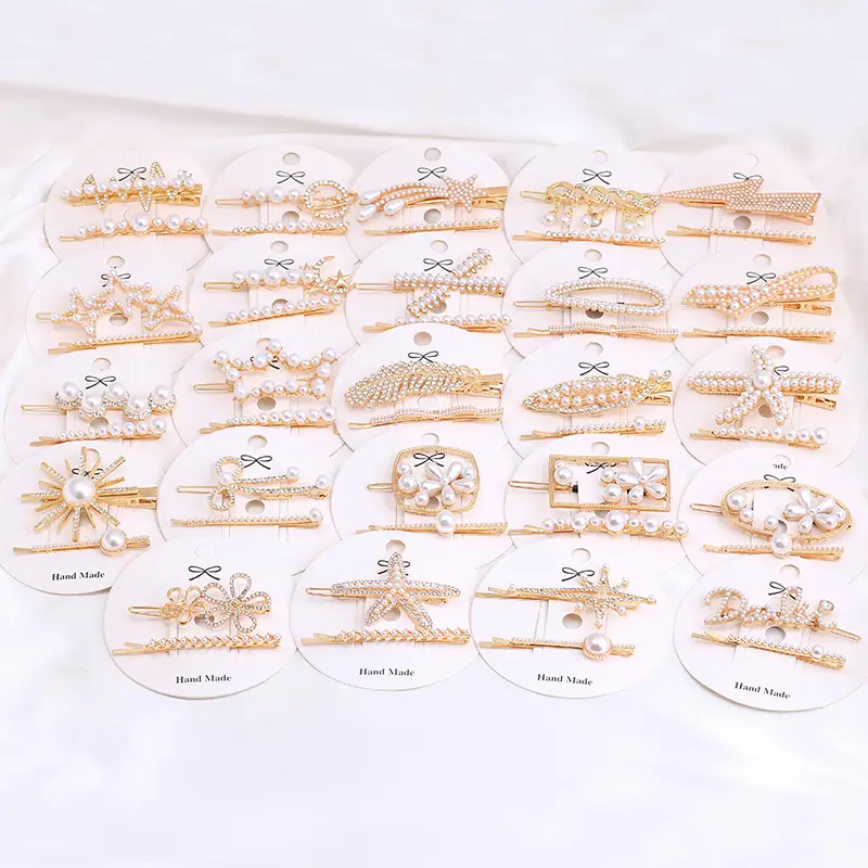 Women's Pearl Moon Clip Hairpin Set