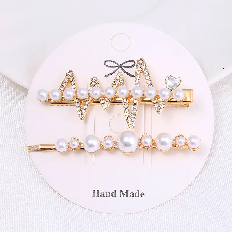 Women's Pearl Moon Clip Hairpin Set